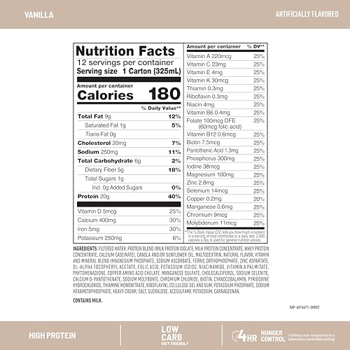 SlimFast Protein Shake, Chocolate, 20g Protein, Meal Replacement, 12 Count R712103