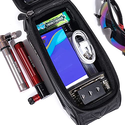 WILD MAN 1L Waterproof Bike Frame Bag with Phone Holder, Black X4027
