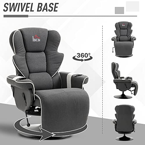 HOMCOM Manual Recliner Swivel Lounge Armchair with Footrest, Black X595632