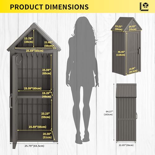 Outdoor Resin Storage Shed with Removable Shelves and Lock Ring, Black S55288