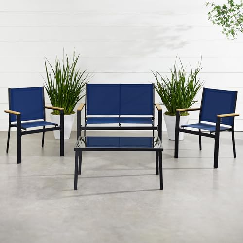 Best Choice Products 4-Piece Textilene Patio Conversation Set with Steel Frame, Taupe/Charcoal T8603