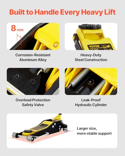 VEVOR 3 Ton Low Profile Aluminum Steel Racing Floor Jack with Dual Pistons Quick Lift Pump Q822