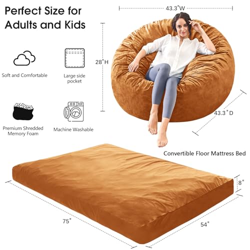 Giant Bean Bag Chair for Adults Convertible Bed with Microfiber Cover Charcoal G62613