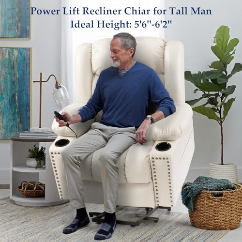 Large Power Lift Chair Recliner for Elderly with Heat and Massage, Dark Brown W500
