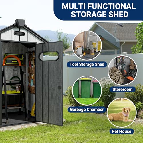 Outdoor Resin Storage Shed 6x6 FT with Lockable Door U754