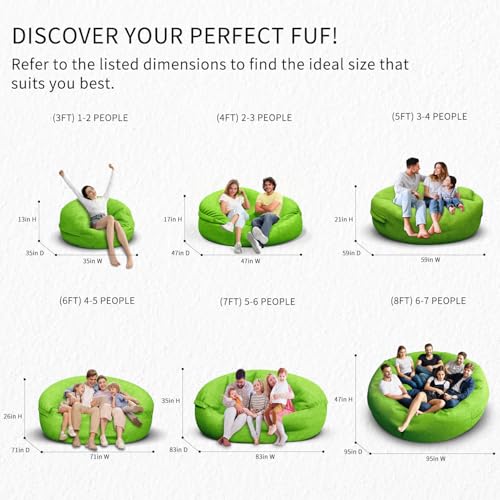 Bean Bag Chair for Adults 3FT, Soft Removable Cover, Light Gray M535251