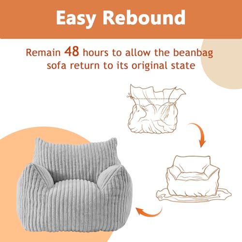 Giant Bean Bag Chair with Filling and Armrests for Adults Teens P241564