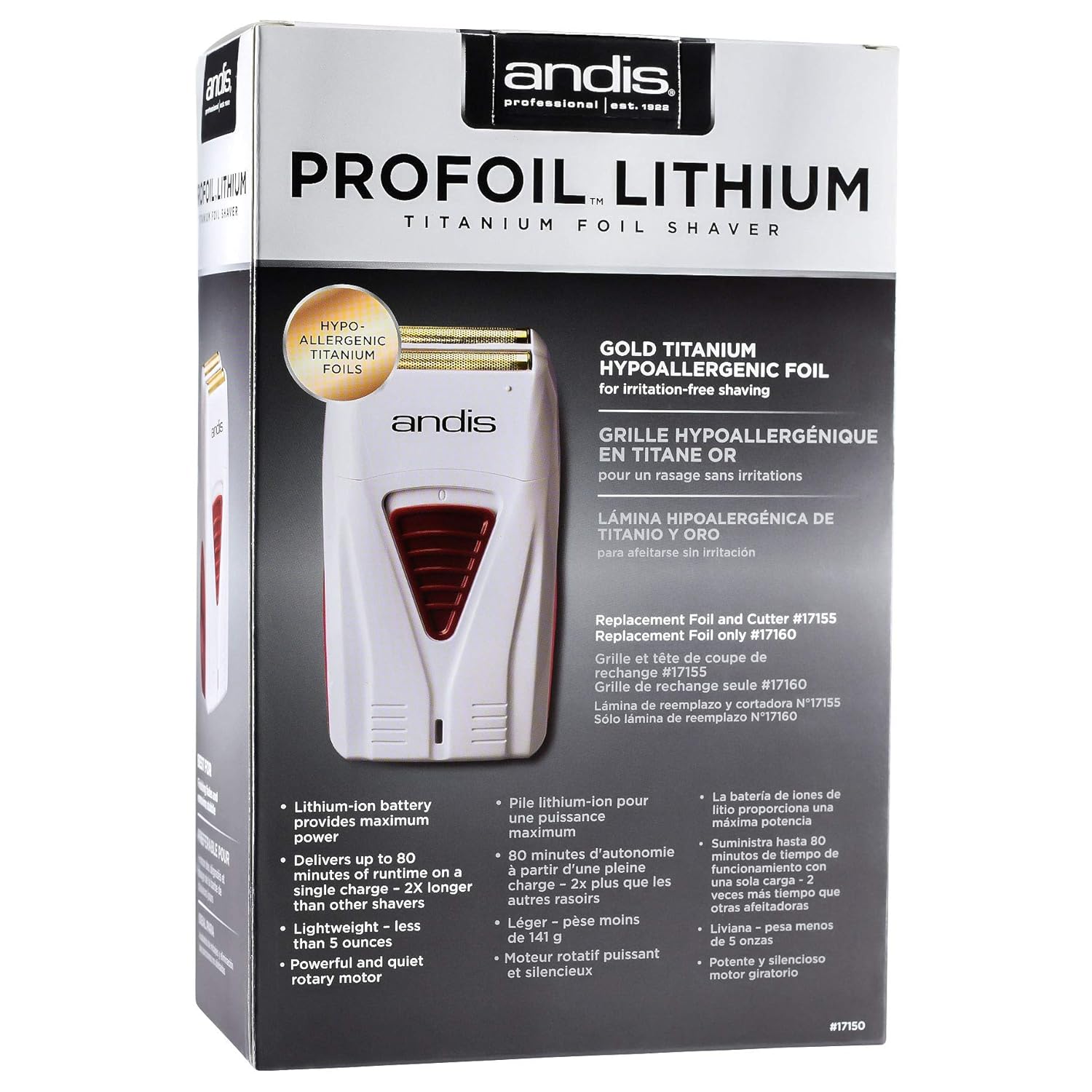 Andis Cordless Titanium Foil Shaver with Cleaning Brush I852846