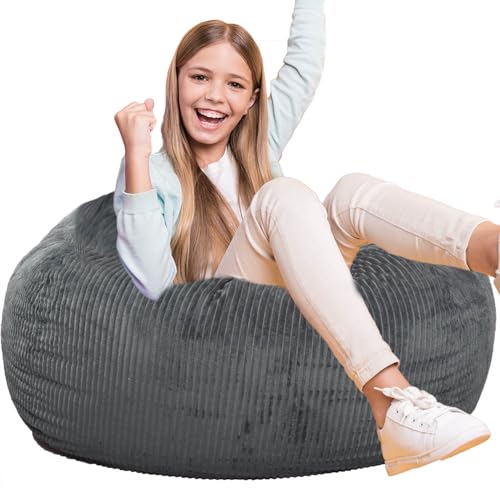 Faux Fur Bean Bag Chair for Adults with Filling, Blue J1419
