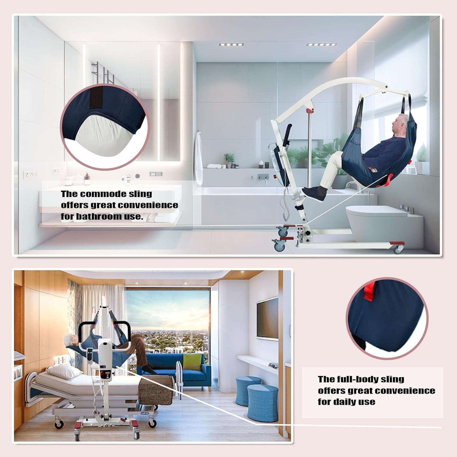 Foldable Electric Patient Transfer Lift with 2 Slings, 500lbs Capacity W76098