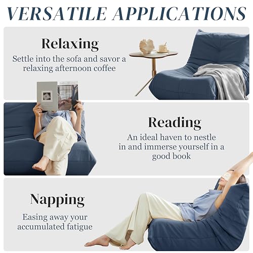 Bean Bag Chair for Adults Suede Microfiber Fireside Floor Chair 3-Seater Beige F151744