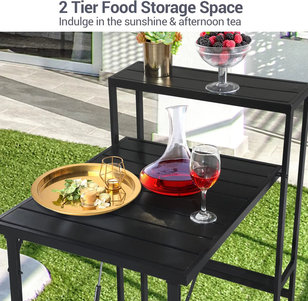 Patio Bistro Set 3 Piece Outdoor Folding Furniture with Coffee Table K47879