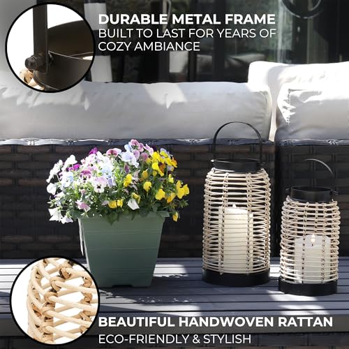 Natural Rattan Boho Lanterns Handcrafted Home Decor Q86698