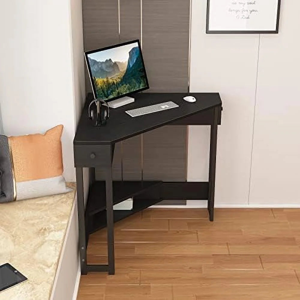 YZboomLife Corner Desk 31.5 Inch Triangle Computer Desk with Drawer for Small Space E19837