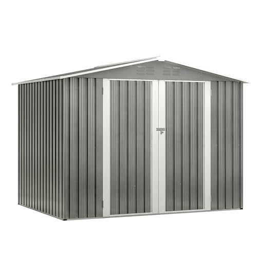 Outdoor Storage Shed 6x4 Ft, Heavy-Duty Resin Tool Shed with Lockable Doors Z7258
