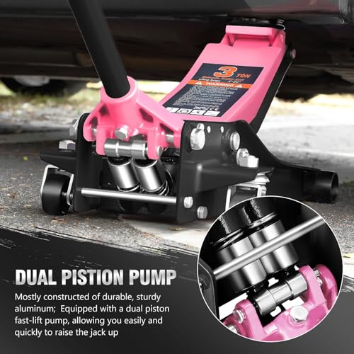 DNA MOTORING Floor Jack 3 Ton Low Profile Heavy Duty Hydraulic Car Jack, Black T11604