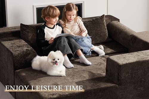 HABUTWAY 105" L-Shape Modular Sectional Sofa, Grey Velvet G848557