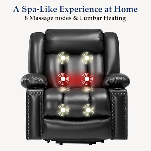 Large Power Lift Chair Recliner for Elderly with Heat and Massage, Dark Brown W500