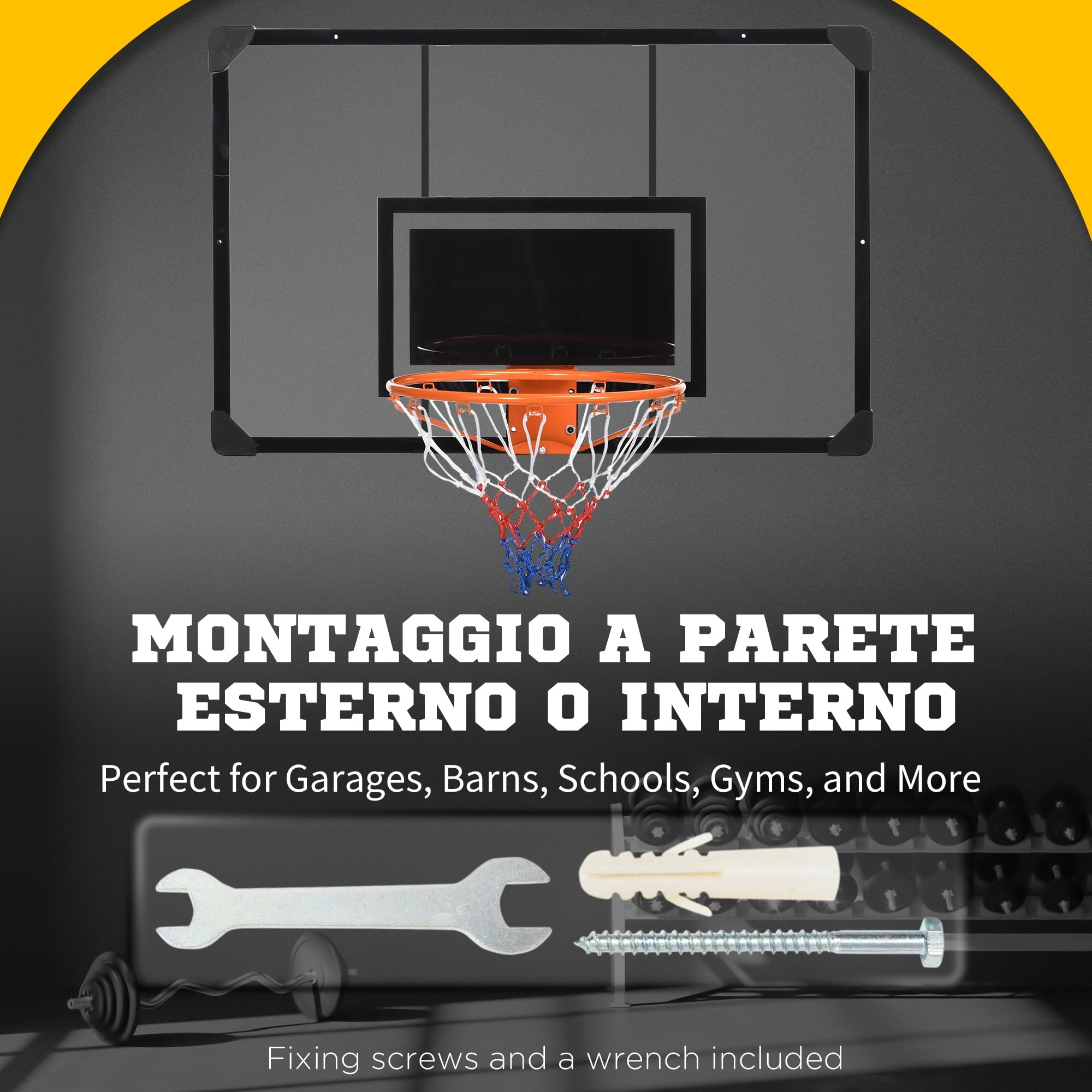 Soozier Wall Mounted Basketball Hoop Shatter Proof Backboard B958562