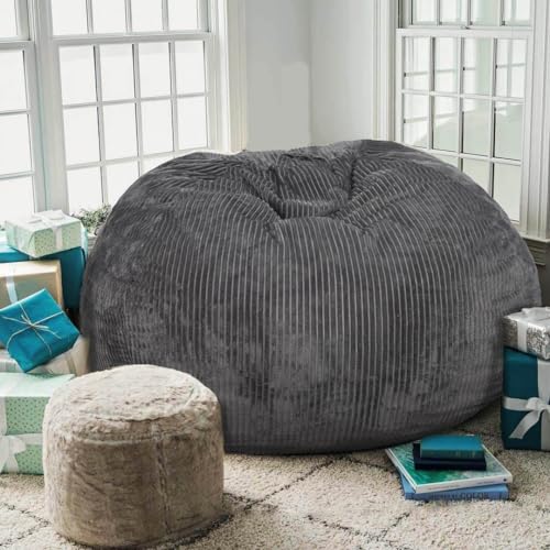 Faux Fur Bean Bag Chair for Adults with Filling, Blue J1419