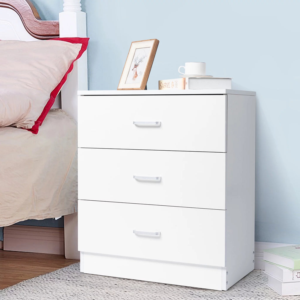 SYNGAR Modern 3-Drawer Wooden Dresser Cabinet, White R9601