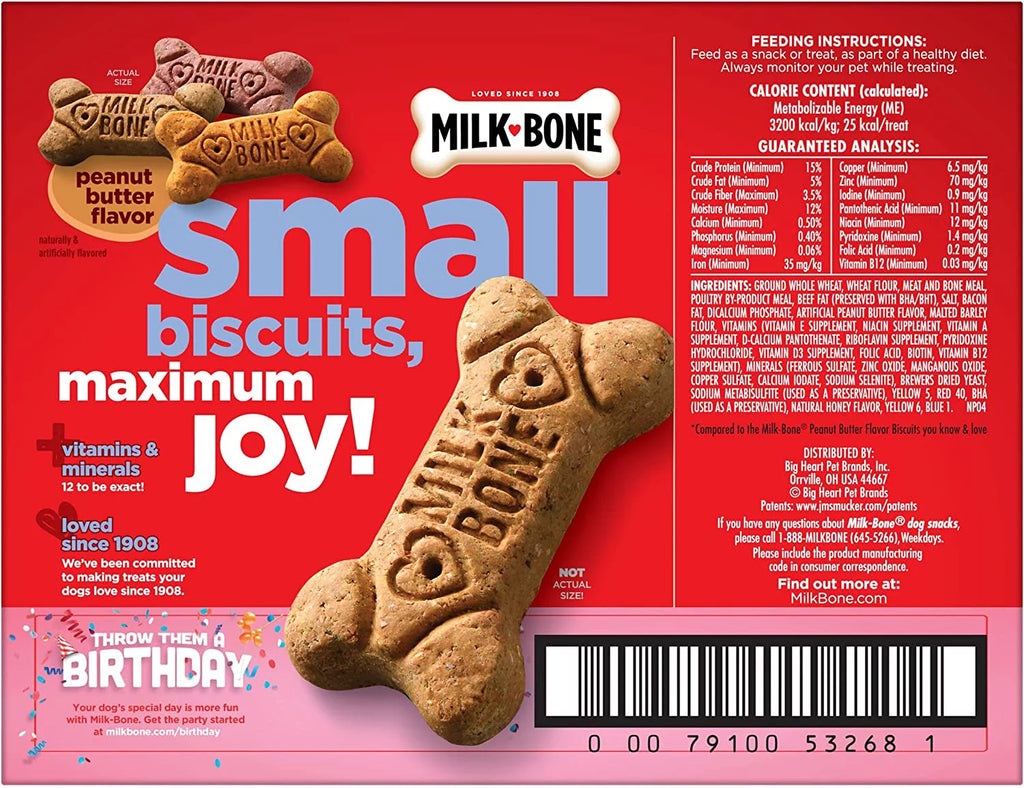 Milk-Bone Peanut Butter Dog Treats, Small Biscuits, 7 lb U40260