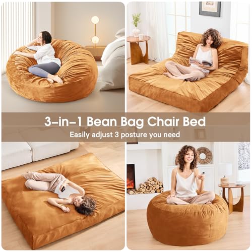 Giant Bean Bag Chair for Adults Convertible Bed with Microfiber Cover Charcoal G62613