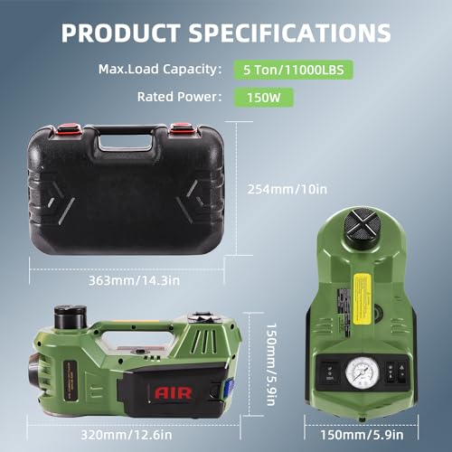 12V 5 Ton Electric Car Jack with Inflator Pump for SUV Sedan MPV Y442659