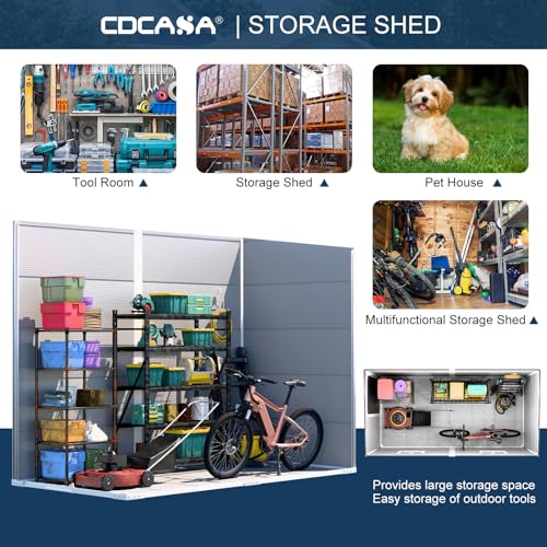 CDCASA 8x6 FT Resin Storage Shed, Waterproof Outdoor Shed with Lockable Door, Dove Grey H801