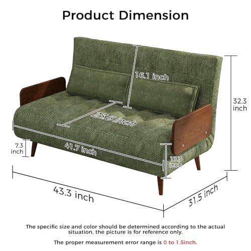 Convertible Chair Bed Sleeper for Adults with Wooden Arms, Linen G638