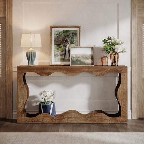 Tribesigns 63 Inches Farmhouse Console Table with Storage, Brown T384