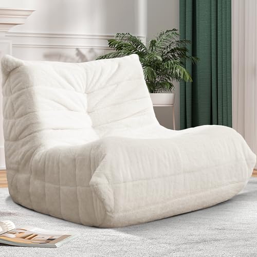 Bean Bag Chair Big Sofa for Adults with Memory Foam, Black Plush A2357