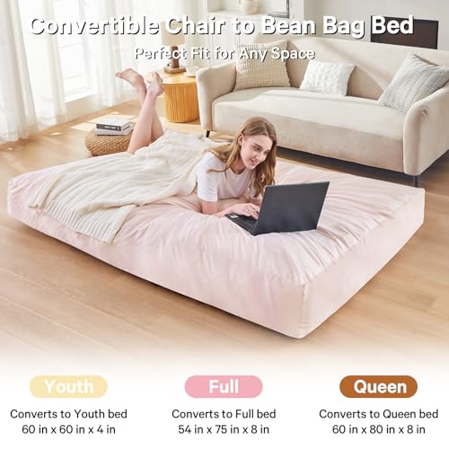 Giant Bean Bag Chair for Adults Convertible Bed with Microfiber Cover Charcoal G62613