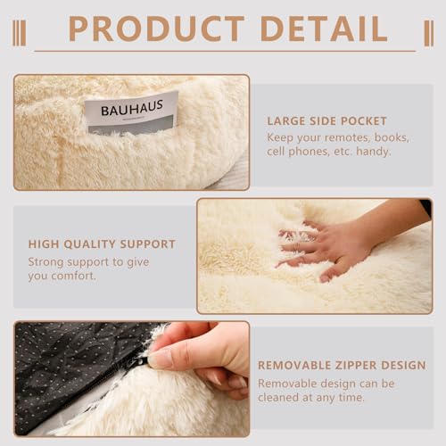 BYBYME Giant Faux Fur Bean Bag Chair for Adults with Filler T1937