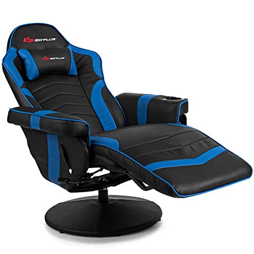 Goplus Massage Gaming Chair, Racing Recliner with Footrest, PU Leather N121