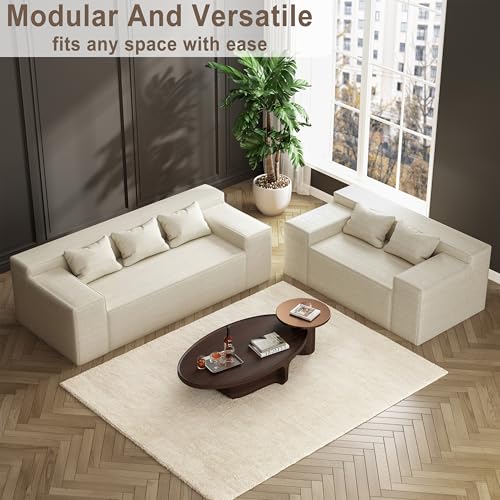 Modern Loveseat Sofa Couch in a Box with 2 Pillows, Cat-Scratch Resistant Linen, Grey F539394