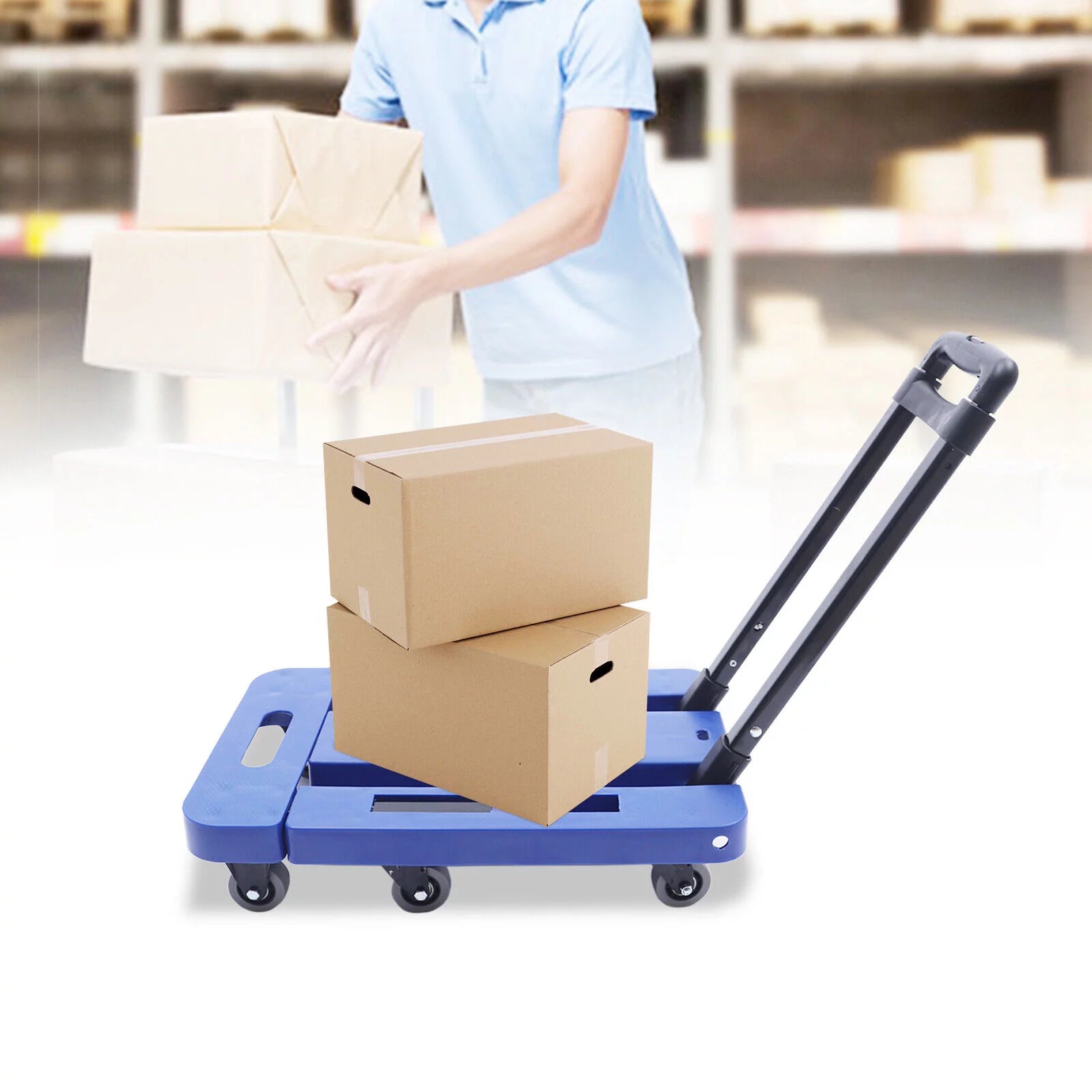 Folding Dolly Trolley Cart 220lbs Capacity 6 Wheels P5568