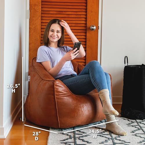 Big Joe Dorm Bean Bag Chair with Drink Holder, Black Smartmax, 3 ft Q1693