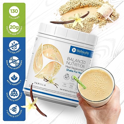 Men’s Balanced Nutrition Meal Replacement Shake, Vanilla, 20g Protein, Gluten Free B980