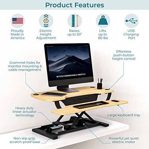 VERSADESK PowerPro™ 36 Inch Electric Standing Desk Converter, Black H627