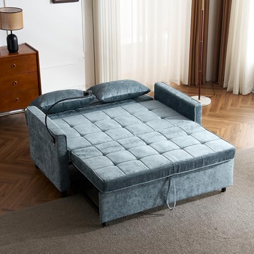 Merax 3 in 1 Convertible Sleeper Sofa Bed Futon with USB Ports, Brown V2286