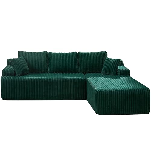 Modular Sectional Sofa L-Shape Couch with Oversized Chaise, Grey Stripe I49459