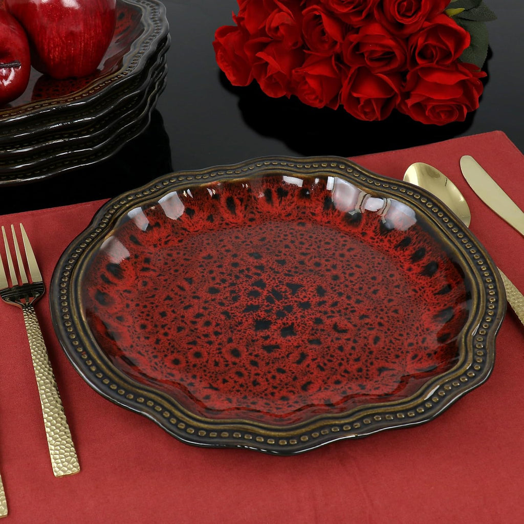 Elama Regency 6 Piece Stoneware Dinner Plate Set Red N208785