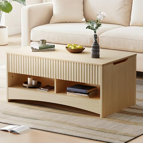 Marsail Lift Top Coffee Table with Storage, Natural Oak L27078
