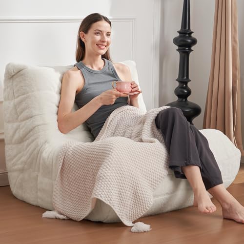 Bean Bag Chair Big Sofa for Adults with Memory Foam, Black Plush A2357
