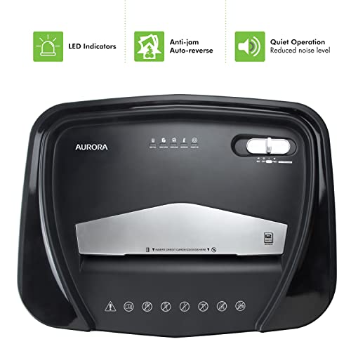 Aurora 12-Sheet Micro-Cut Paper and Credit Card Shredder, 60 Minutes Continuous Run X637