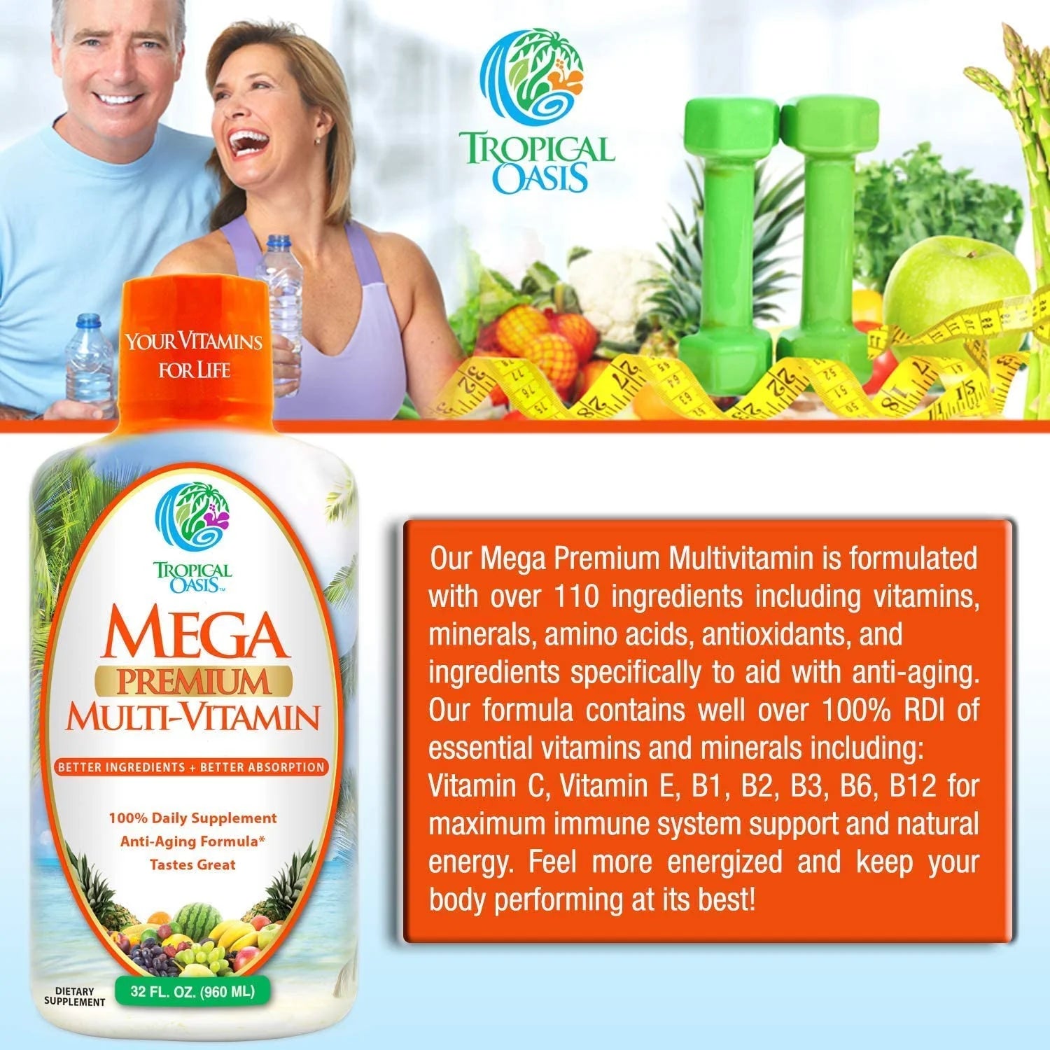 Tropical Oasis Mega Premium Multi-Vitamin 32 fl oz Liquid B721090