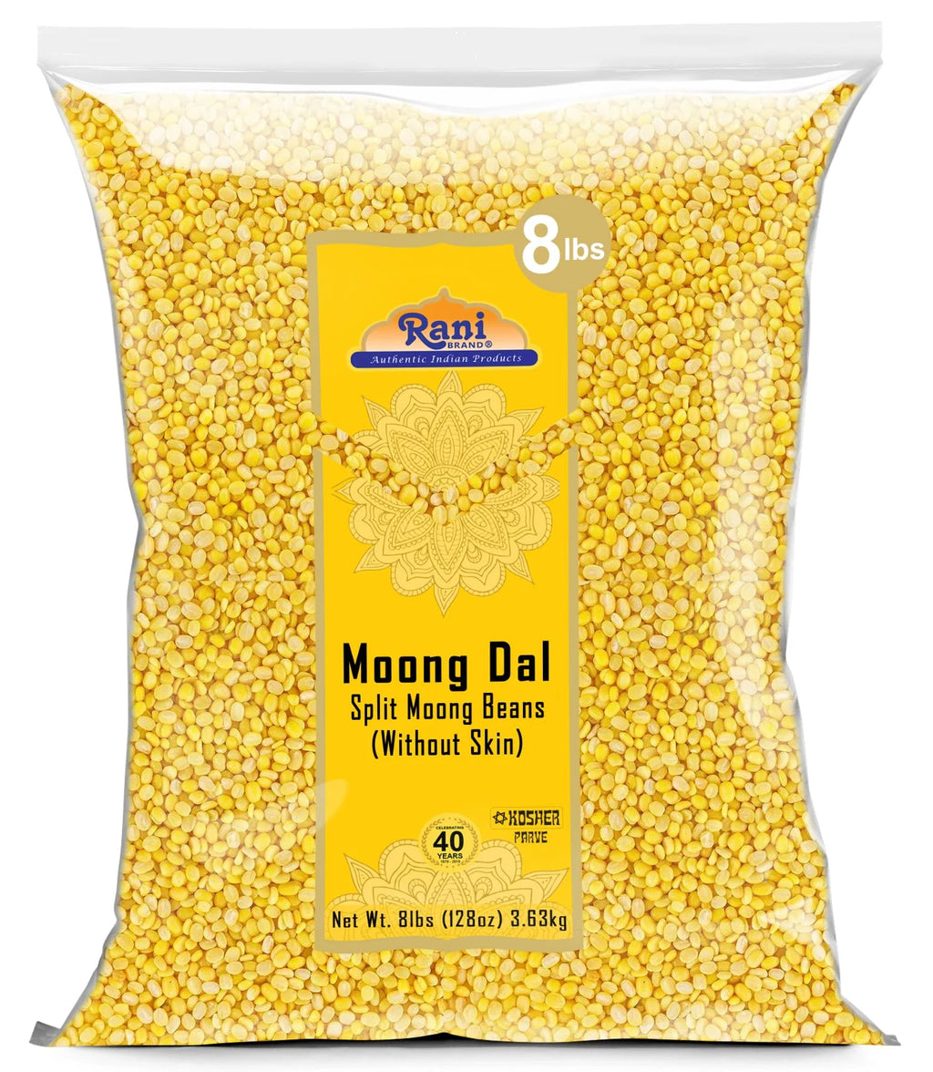 Rani Moong Dal (Split Mung Beans Without Skin) Lentils Indian 128oz (8lbs) 3.63kg Bulk ~ All Natural | Gluten Friendly | Non-GMO | Kosher | Vegan | Indian Origin