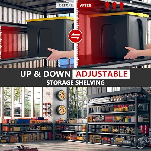 REIBII 60" W Garage Shelving 5-Tier Heavy Duty Metal Storage Shelves B60038