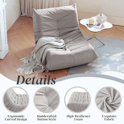 Bean Bag Chair for Adults Suede Microfiber Fireside Floor Chair 3-Seater Beige F151744